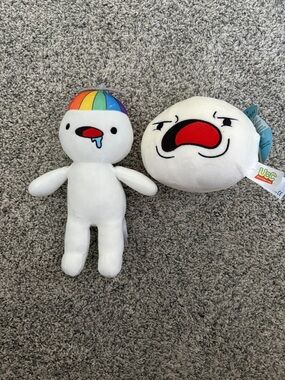 Rainbow-Head White Plush Character Toy